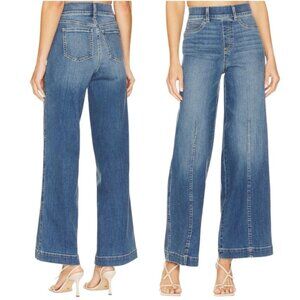 SPANX Seamed Font Wide Leg Jeans in Vintage Indigo Blue Women's Sz S